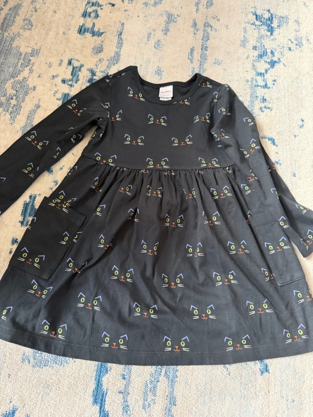 Hanna Andersson Black Long-Sleeve Cat Face Print Dress - Picture 6 of 7